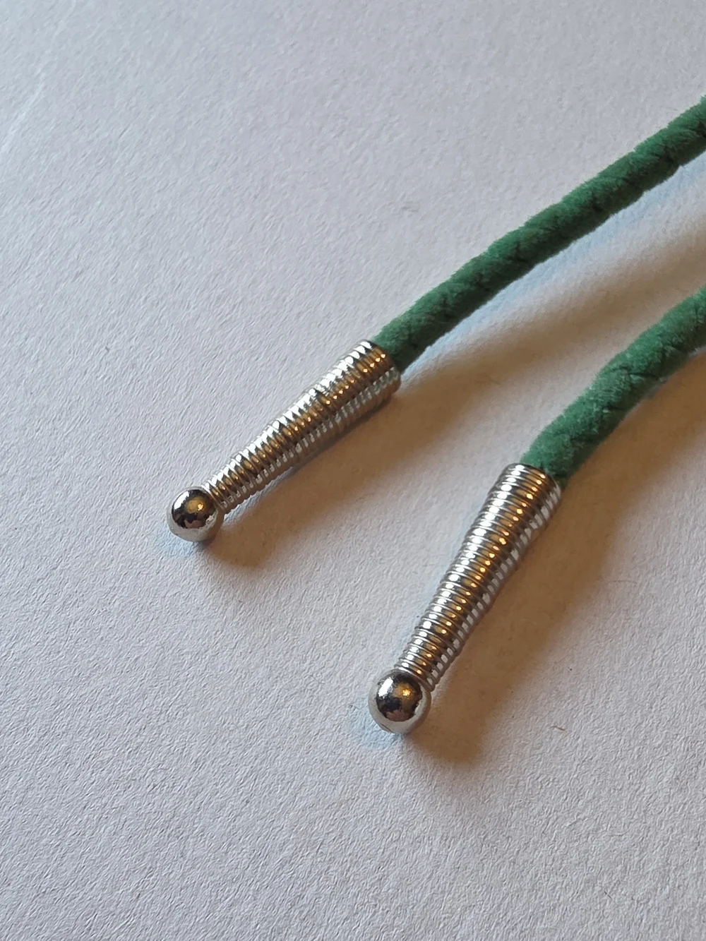 Men's Braided Green Cord Tie with Silver Tips